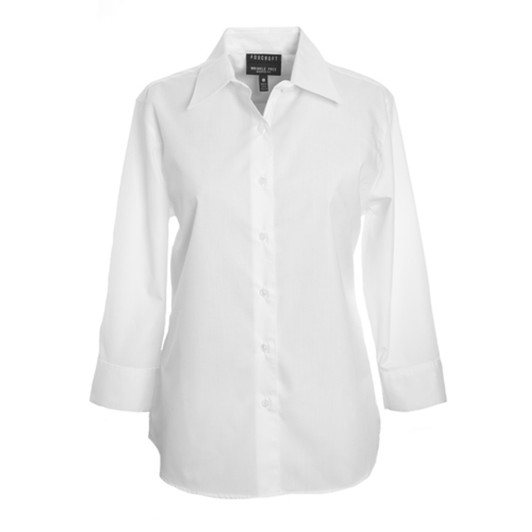 Foxcroft Plus 3/4 Sleeve CVC Solid White Shirt (102329)