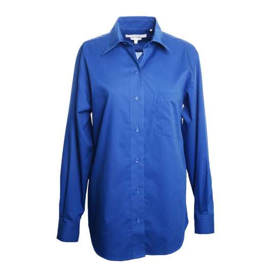 Foxcroft Long Sleeve CVC Solid Sapphire Shirt (105105)