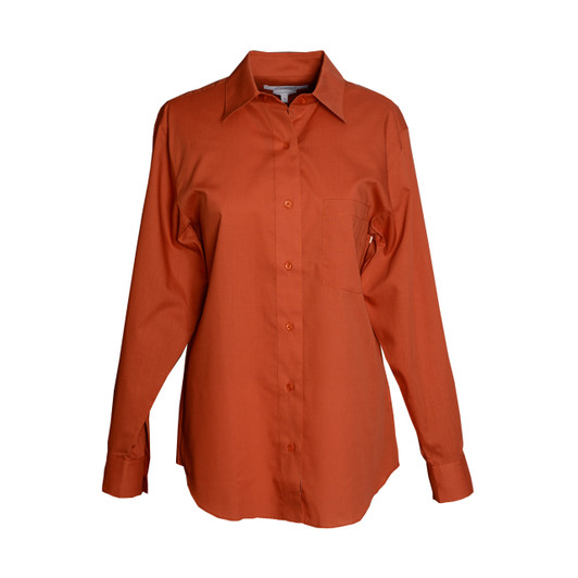 Foxcroft Long Sleeve CVC Solid Spicy Chai Shirt (105105)