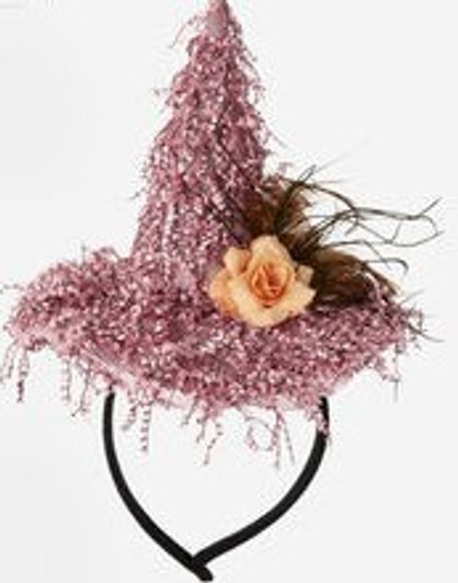 One Hundred 80 Degrees Mauve Pink Shaggy Witch Hat Headband 