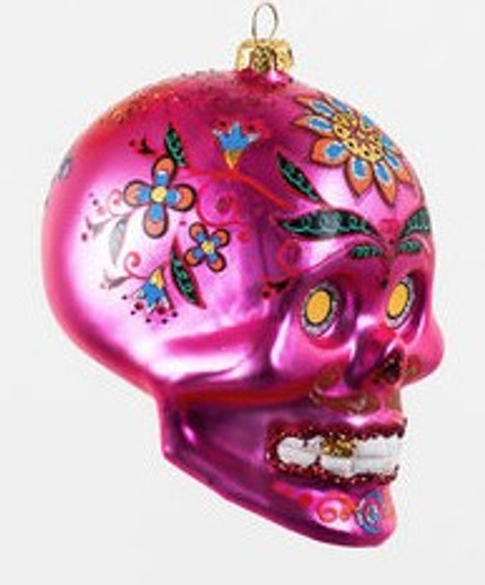 One Hundred 80 Degrees El Muerto Hot Pink Glass Ornament (4.5") (TT0504)