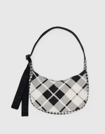 Baggu Small Nylon Crescent Bag - Mixed Plaid