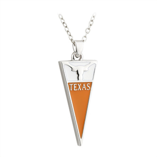 Rhodium Enamel Flag Longhorn Pendant (S45691)