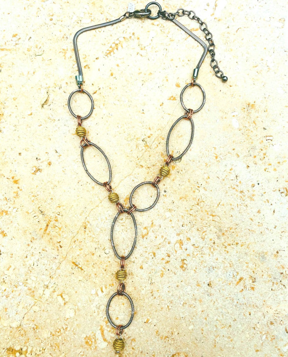 Treska Gallery Metal Swirl Bead & Metal Link Necklace (TG91317)