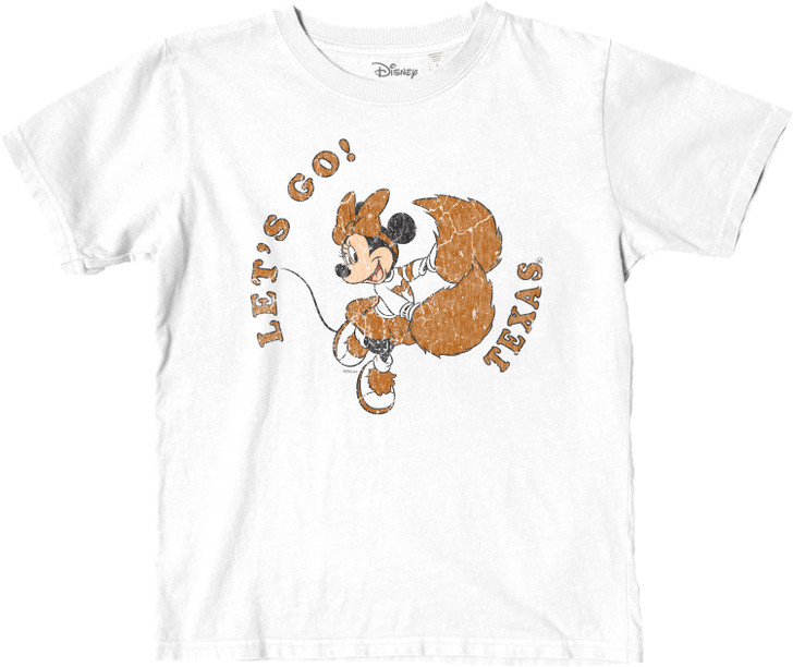 Texas Longhorn Youth Minnie Mouse Cheer Tee (DIS8101WHITE-MINNIE)