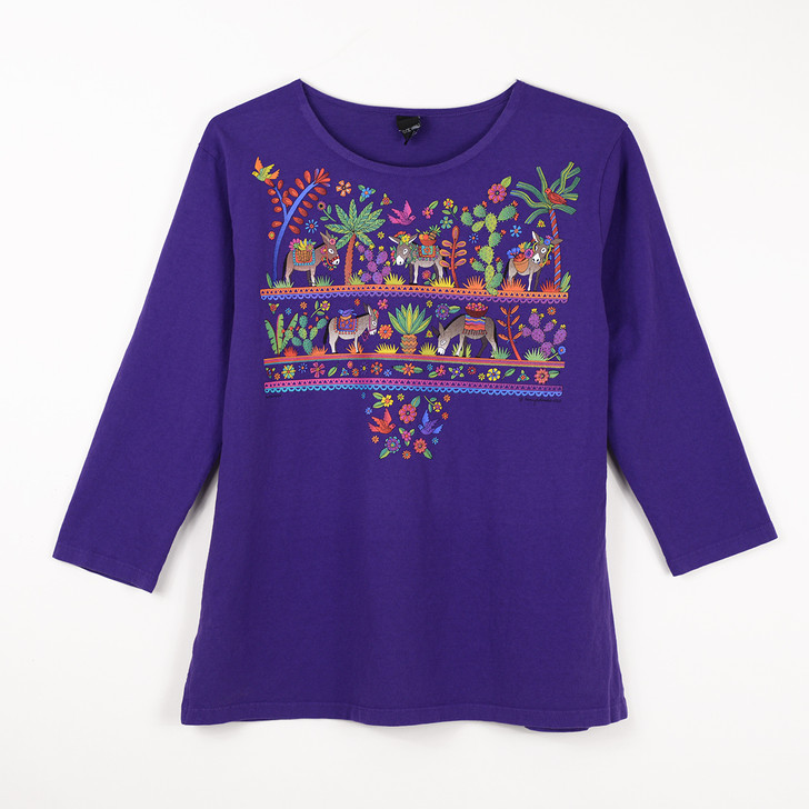 Sabaku Burritos Huipil 3/4 Sleeve T (405GRP3/4) PURP