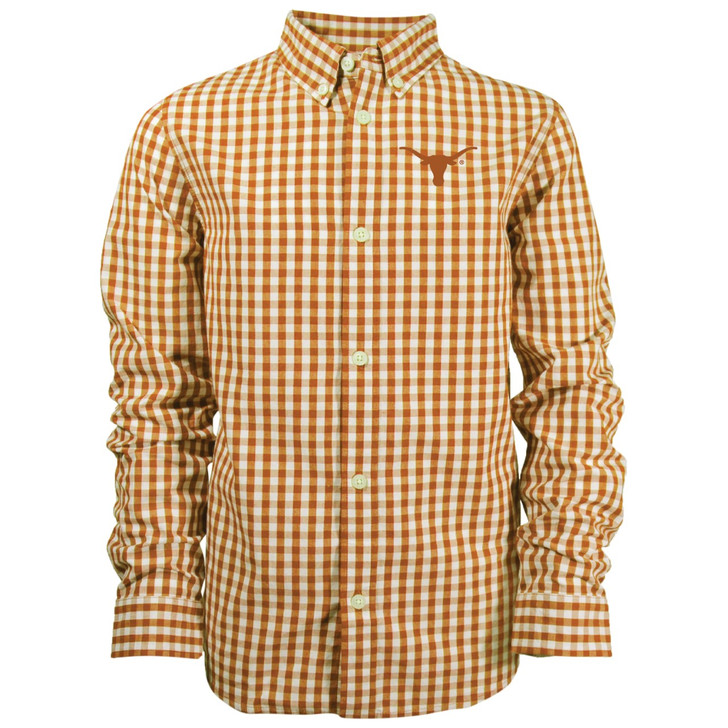 Texas Longhorn Infant/Toddler Lucas Gingham Button Down Shirt (GARB 22BIT1T03)