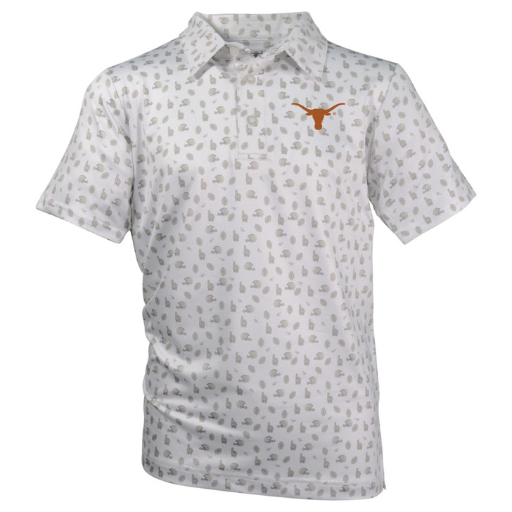 Texas Longhorn Youth Peyton Polo (22BYT1T01) WHT/GRY