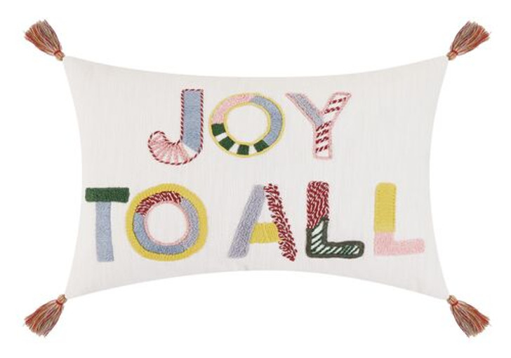 Joy to All Embroidered Tassel Pillow (31ANS7C20OB)