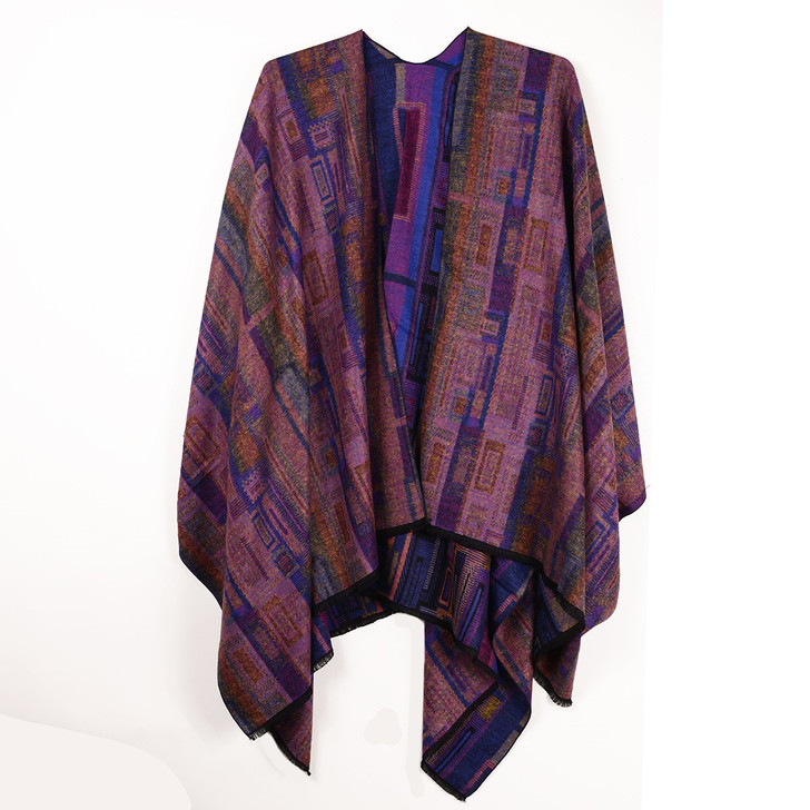 Rapti 100% Cashmere Reversible Ruana #4 PURP/PNK