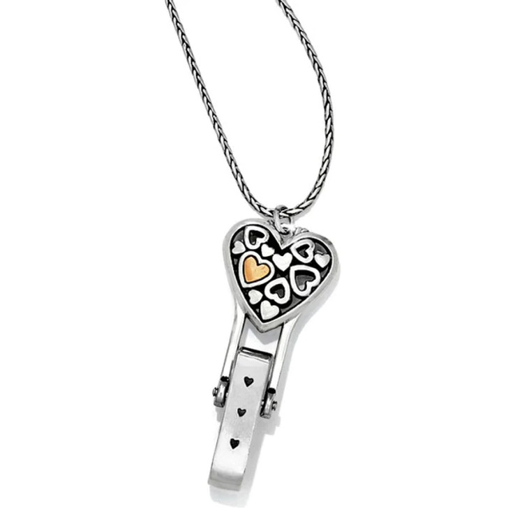 Brighton Floating Heart Badge Clip Necklace (J45951) SLV