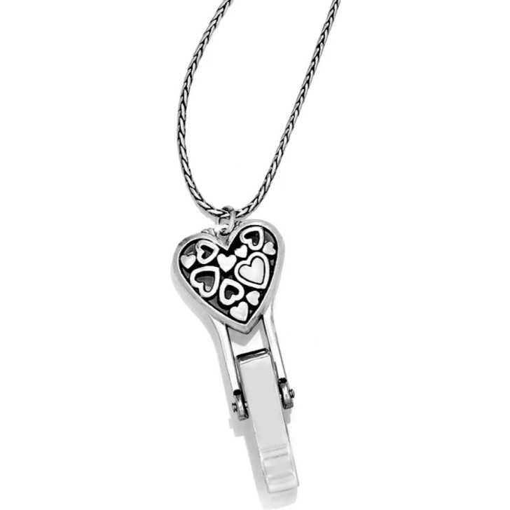 Brighton Floating Heart Badge Clip Necklace (J45951) SLV