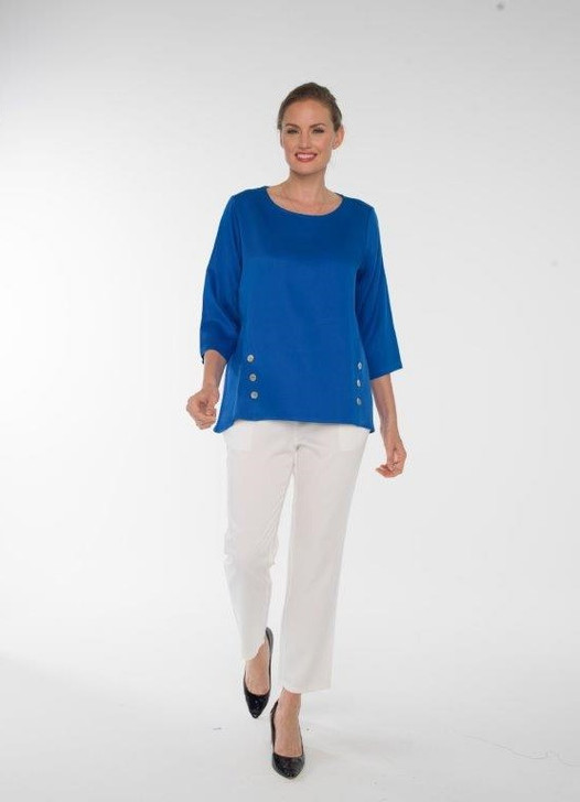 Toofan Linen Solid Button Detail Pull-Over Top (2 Colors) (TS55)