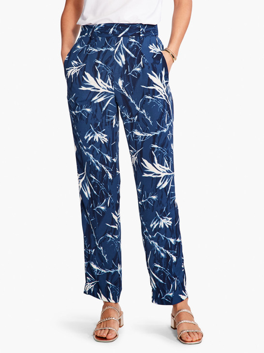 Nic & Zoe Vintage Botanical Print Pant (S231832) BLU/WHT