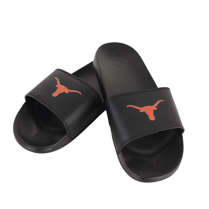 Texas Longhorn Black Slide Sandal