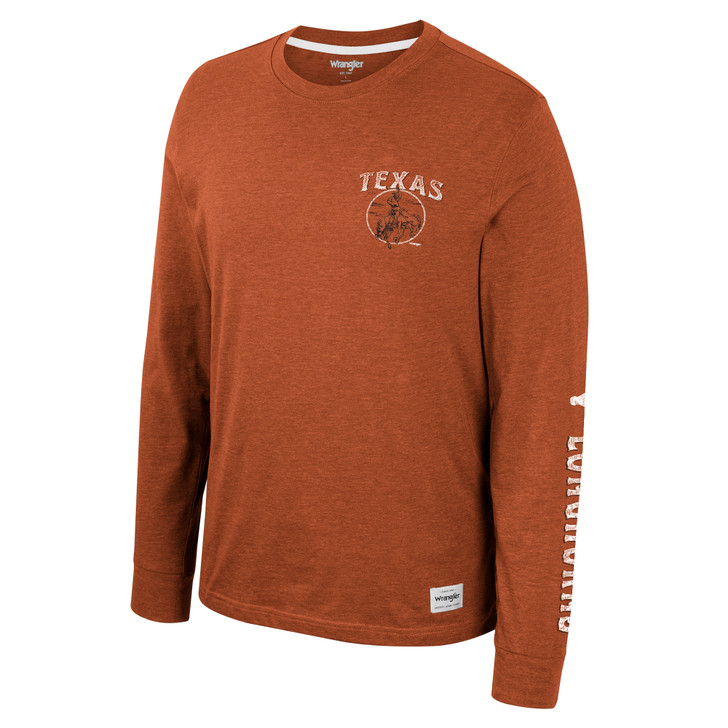 Texas Longhorn Wrangler Bucking Mens' Long Sleeve Tee (WRTL11291) BO