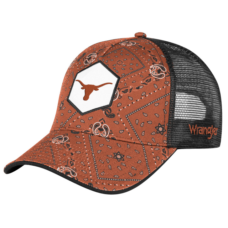 Texas Longhorn Wrangler Bandana Trucker Cap (WRHC30358) BO/BLK