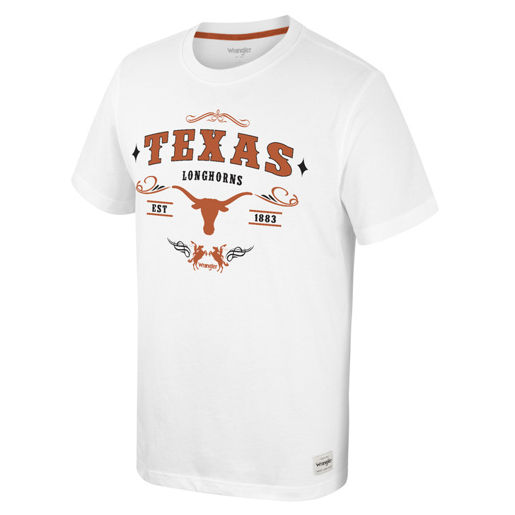 Texas Longhorn Wrangler Men's Clover Leaf Tee (WRTS1129W) WHT