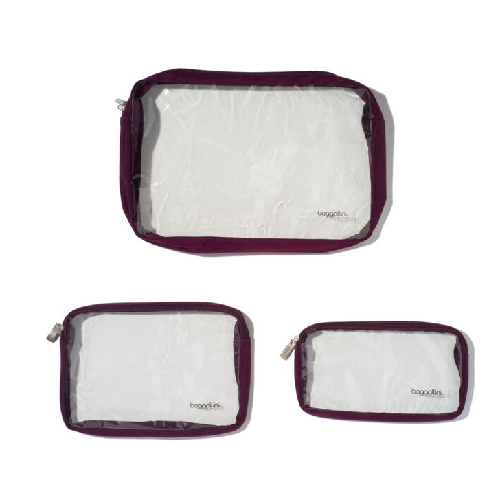 Baggallini Clear Travel Pouches (Set of 3) (Multiple Colors) (CTP485)