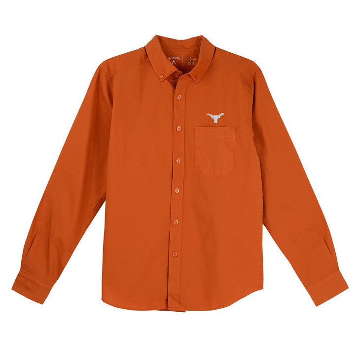 Texas Longhorn Antigua Mens Flight Over Pocket Logo Long Sleeve Shirt (104939-LOGO-OVER-PCK) BO