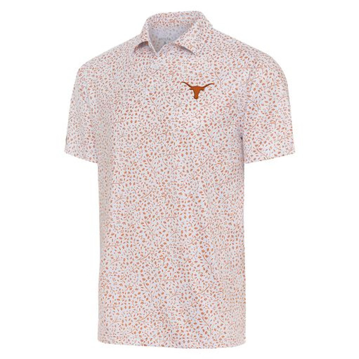 Texas Longhorn Antigua Mens Motion Polo(104902-89P) WHT/BO