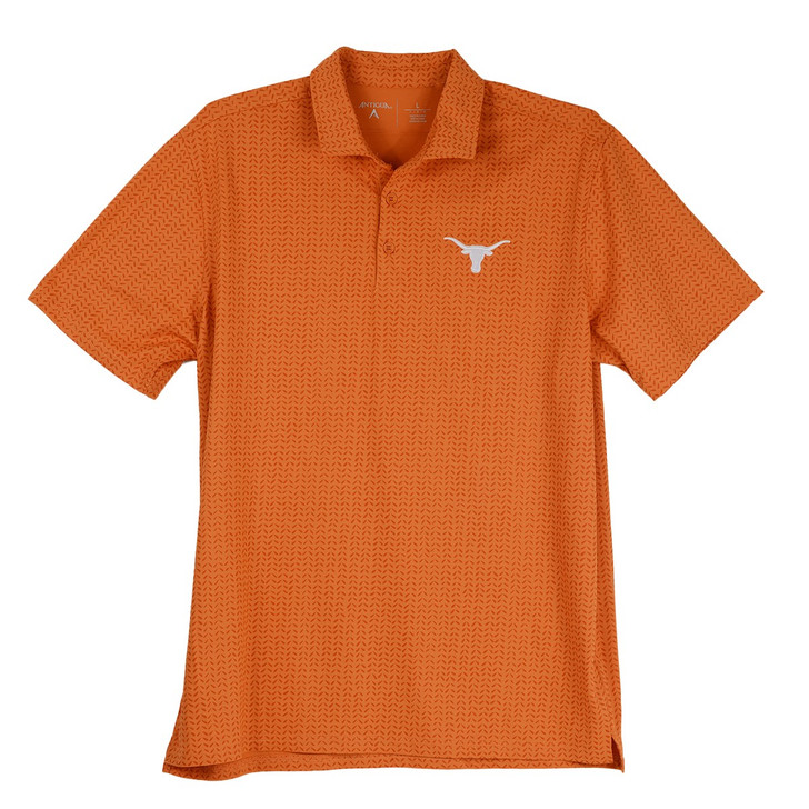 Texas Longhorn Antigua Mens Mashie Polo (104903-39F) BO/WHT