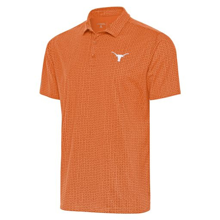 Texas Longhorn Antigua Mens Mashie Polo (104903-39F) BO/WHT