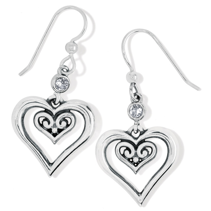 Brighton Alcazar Duet Heart French Wire Earrings (JA8021) SLV