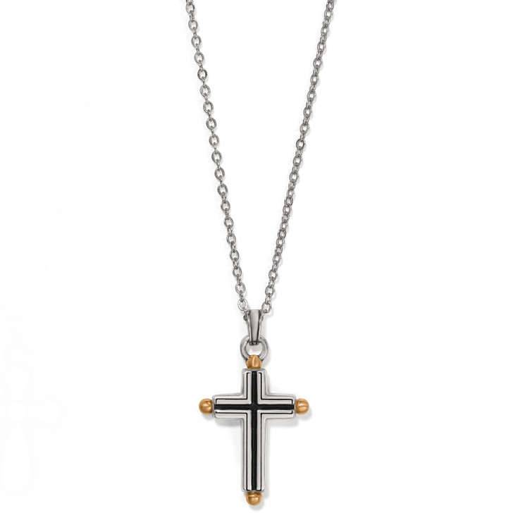 Brighton Majestic Gallant Cross Reversible Necklace (JM7434) SLV/GLD/BLK