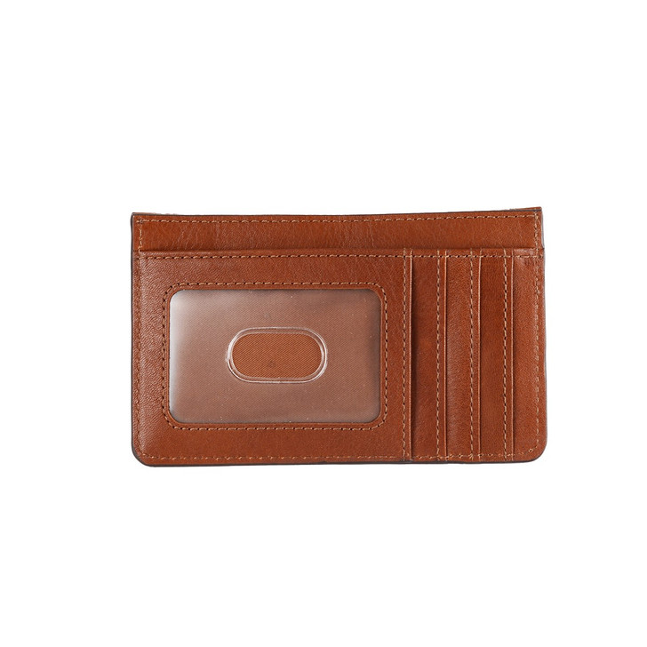 Texas Longhorn Fossil Logan Leather Logo Embossed Card Case (PR7925200) BROWN