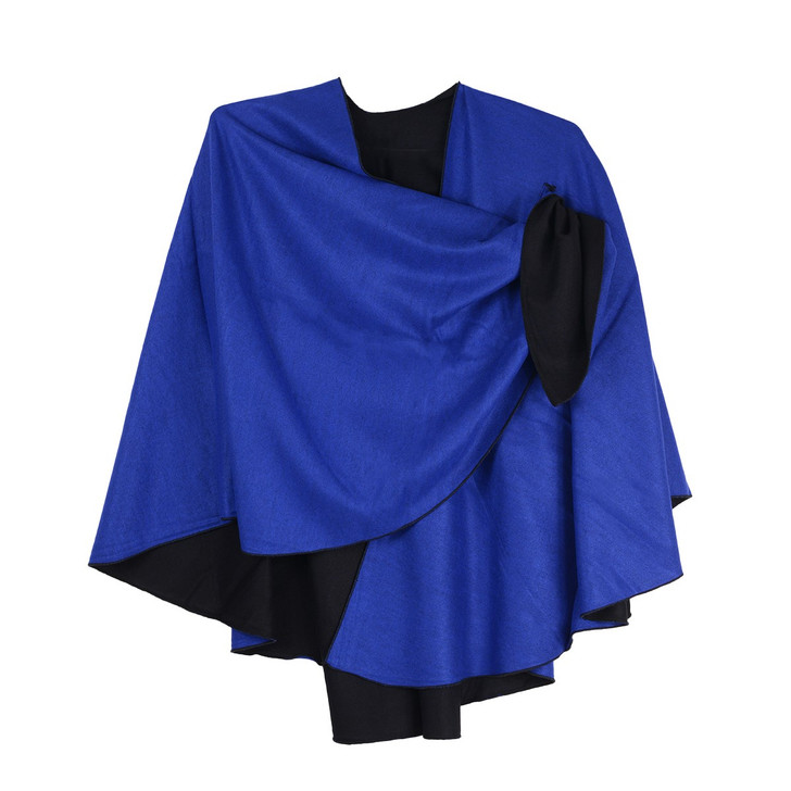 Rapti 100% Cashmere Solid Black/Royal Reversible Loop Shawl 