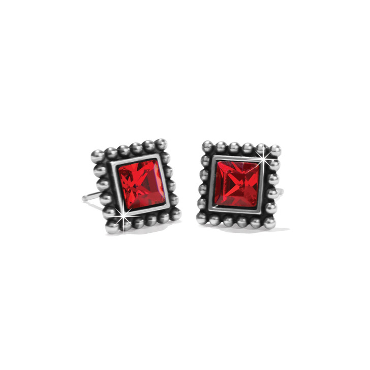 Brighton Sparkle Square Red Mini Post Earrings (J22406) SLV