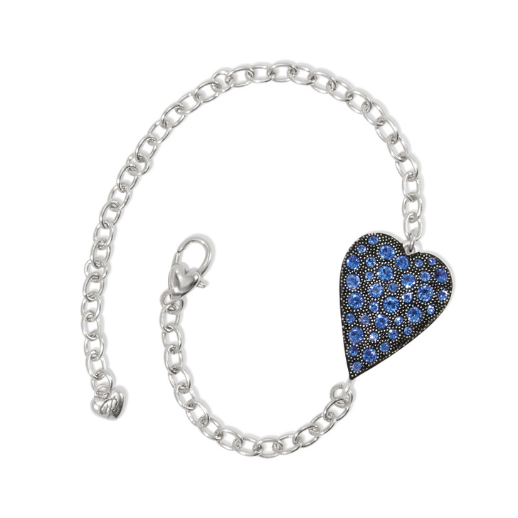 Brighton Glisten Heart Blue Petite Bracelet (JF0138) SLV/BLU