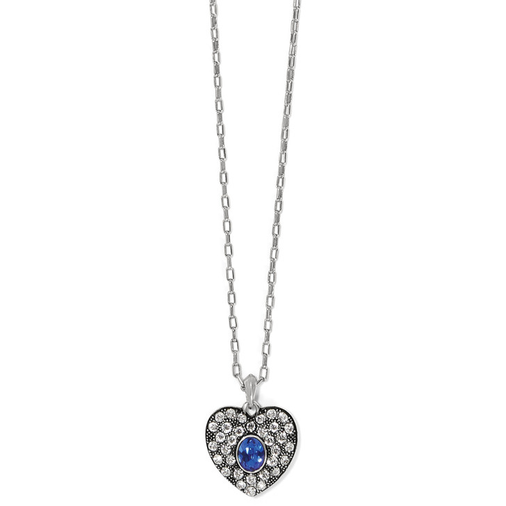 Brighton Adela Heart Blue Mini Necklace (JM478) SLV/BLU