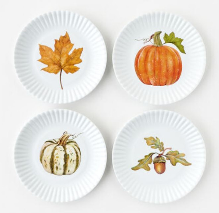 180 Fall Melamine "Paper" Plates (Set of 4) (ME055565) WHT