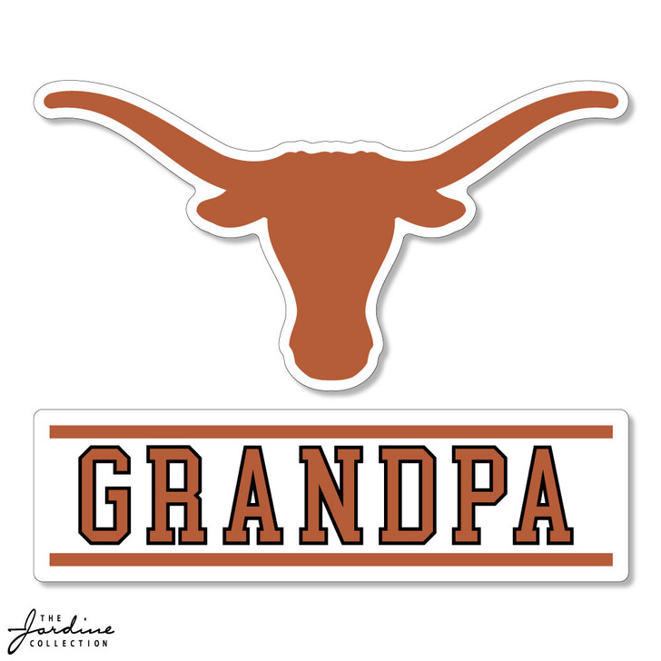 Texas Longhorn Logo Over GRANDPA 3.5 Vinyl Sticker (VD3.5-12)