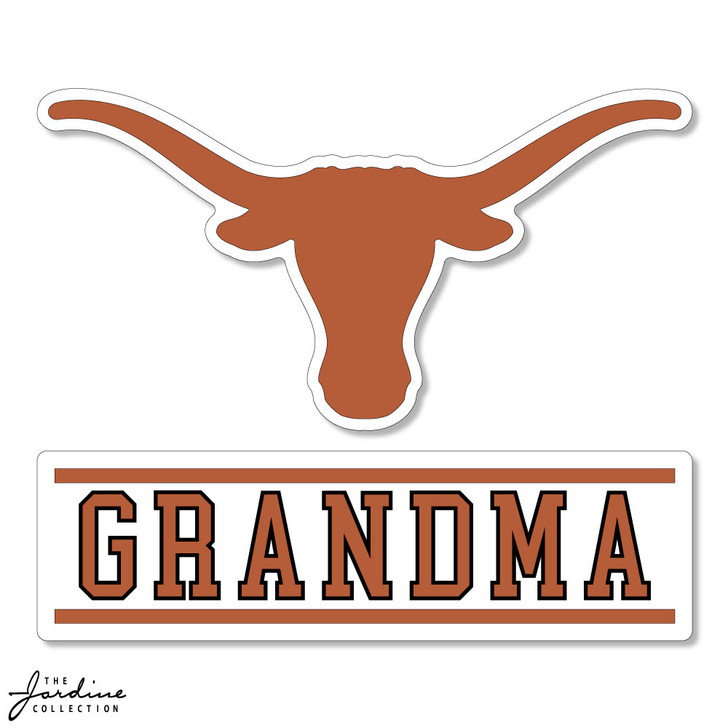 Texas Longhorn Logo Over GRANDMA 3.5 Vinyl Sticker (VD3.5-12)