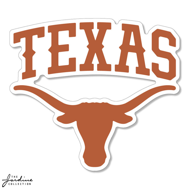 Texas Longhorn Arch TEXAS Over Logo  6" Vinyl Sticker (VD6-8)