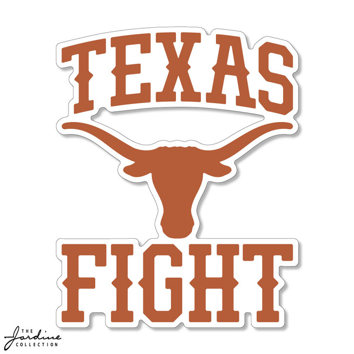 Texas Longhorn TEXAS FIGHT with Logo 6" Vinyl Sticker (VD6-20)