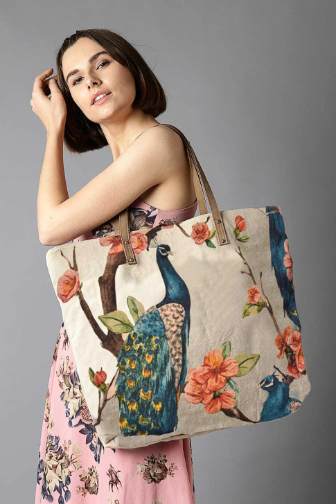 Cotton Curls Peacock Tote  (801071)