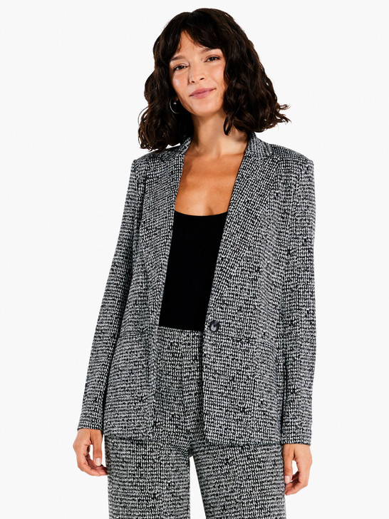 Nic & Zoe Etched Tweed Knit Blazer (F231038) BLK/WHT