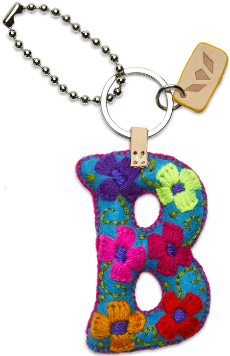 Consuela Hand Embroidered Turquoise Felt Letter Charm (A-Z)