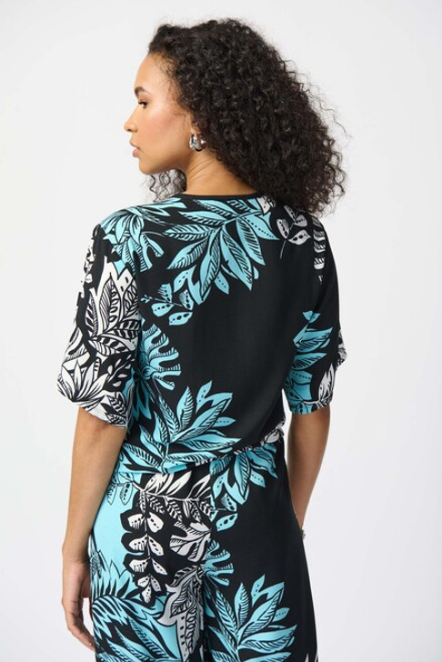 Joseph Ribkoff Floral & Plant Top (241219-178) TURQ/BLK