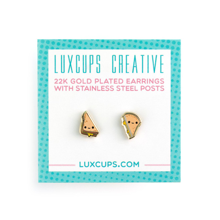 Grilled Cheese Enamel Earrings (LUX E83)