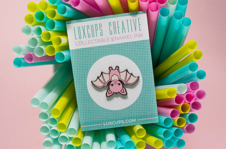 Pink Bat Enamel Pin  Lux P25