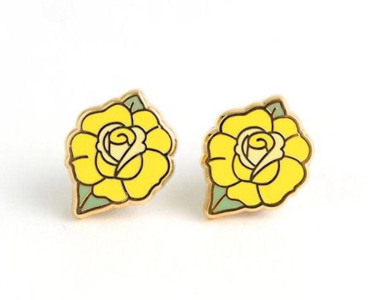 Luxcups Yellow Rose Enamel Earrings  (LUX E58)
