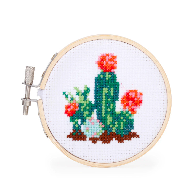 Kikkerland Mini Cross Stitch Embroidery Kit - Rose