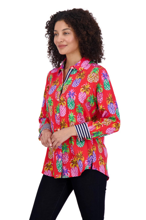 Foxcroft Zoe Pineapple Shirt (200725) RED/MULTI