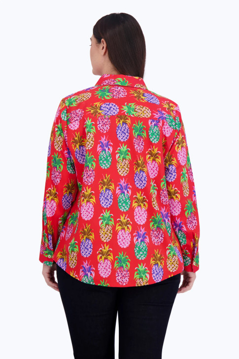 Foxcroft Plus Pineapple Shirt (201969) RED/MULTI