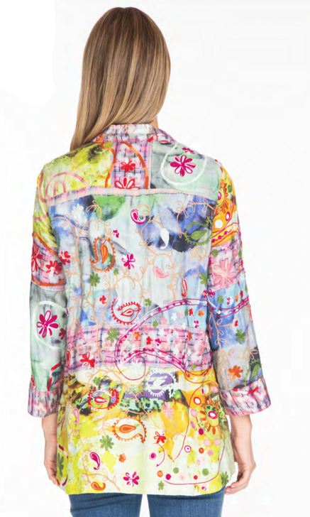 John Mark Allover Mix Floral Print Embroidered Kimono (J14825JM)